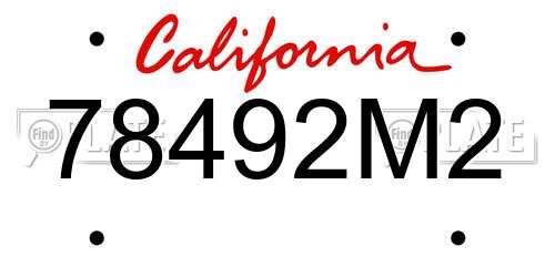 78492M2 California License Plate
