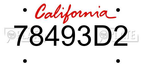 78493D2 California License Plate