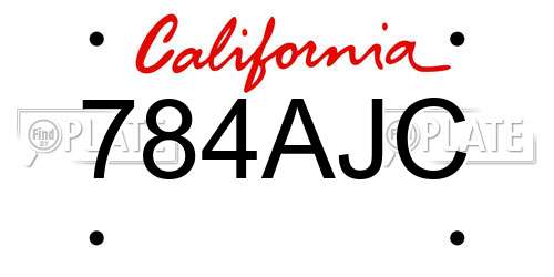 784AJC California License Plate
