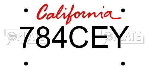 784CEY California License Plate