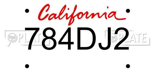 784DJ2 California License Plate