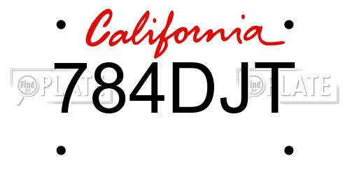 784DJT California License Plate