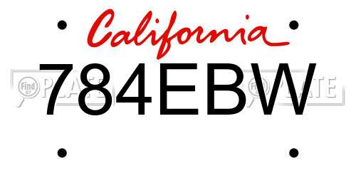 784EBW California License Plate