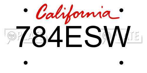 784ESW California License Plate