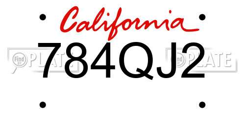 784QJ2 California License Plate