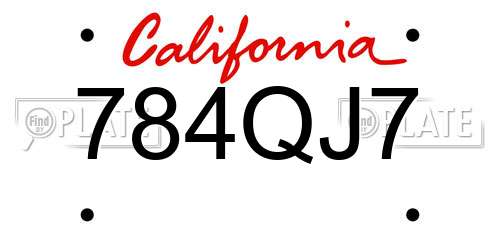 784QJ7 California License Plate