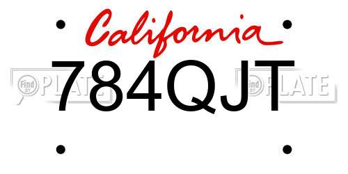 784QJT California License Plate
