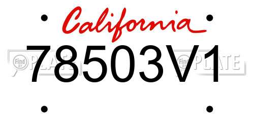 78503V1 California License Plate