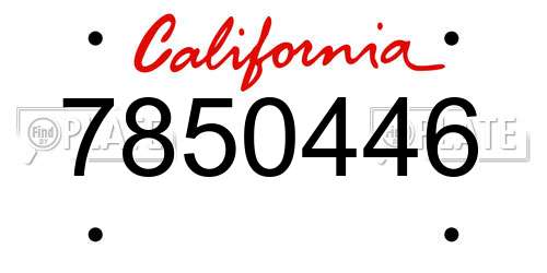 7850446 California License Plate