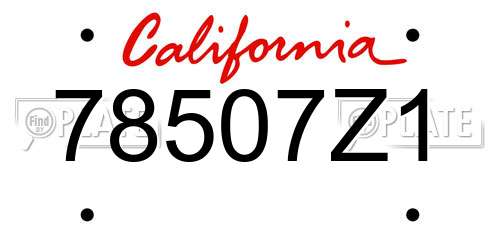 78507Z1 California License Plate