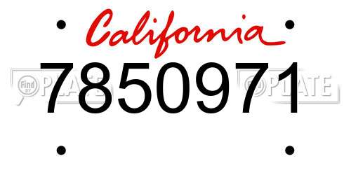7850971 California License Plate