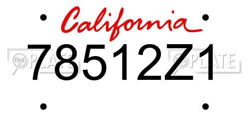 78512Z1 California License Plate