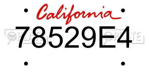 78529E4 California License Plate