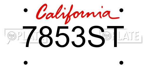 7853ST California License Plate