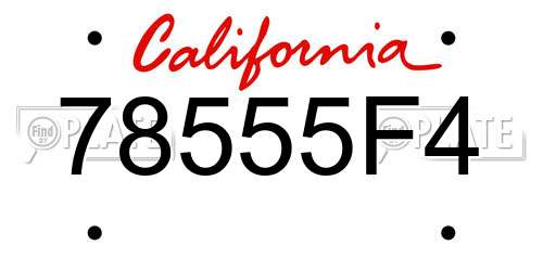 78555F4 California License Plate