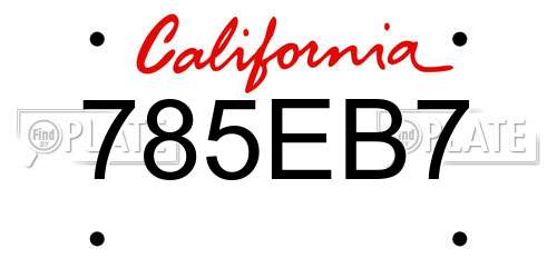 785EB7 California License Plate
