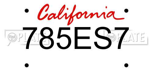 785ES7 California License Plate