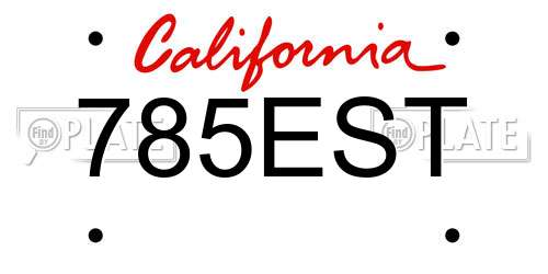 785EST California License Plate