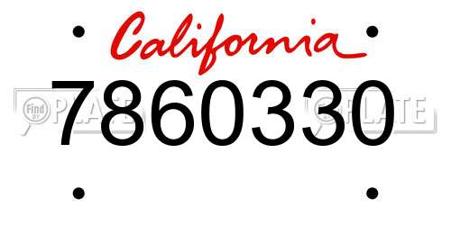 7860330 California License Plate