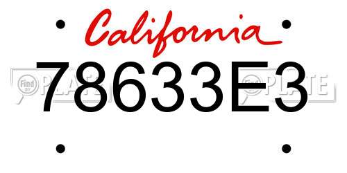 78633E3 California License Plate