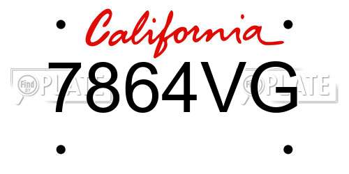 7864VG California License Plate