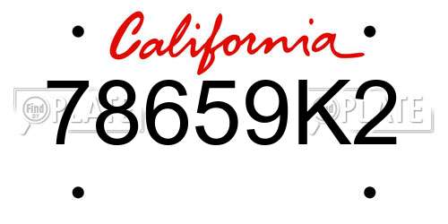78659K2 California License Plate
