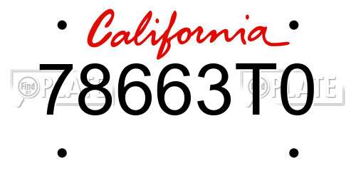 78663T0 California License Plate