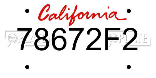 78672F2 California License Plate