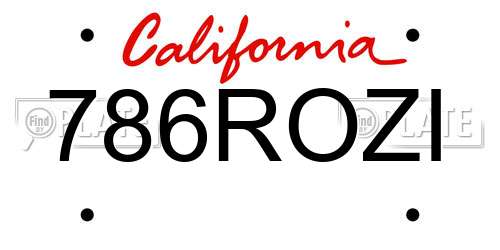 786ROZI California License Plate