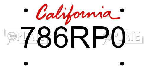 786RP0 California License Plate