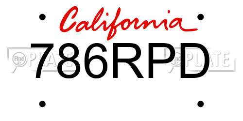 786RPD California License Plate