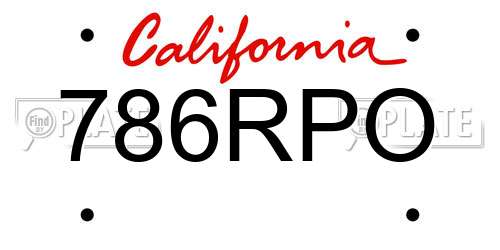 786RPO California License Plate