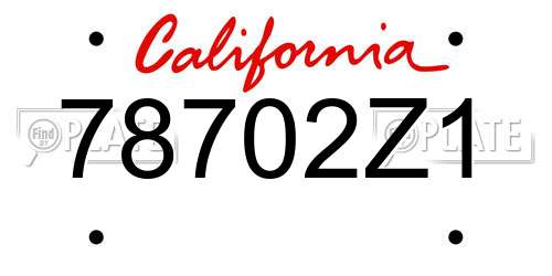 78702Z1 California License Plate