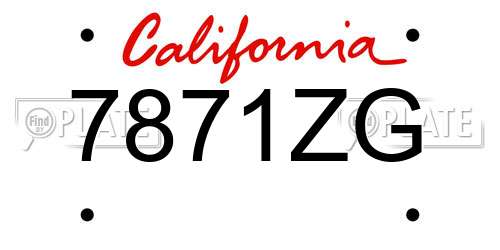 7871ZG California License Plate