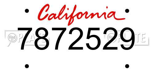 7872529 California License Plate