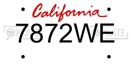 7872WE California License Plate