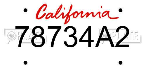 78734A2 California License Plate