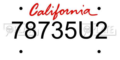 78735U2 California License Plate