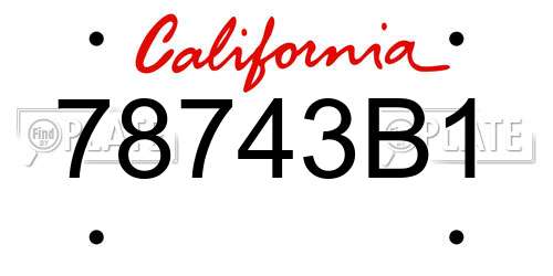 78743B1 California License Plate