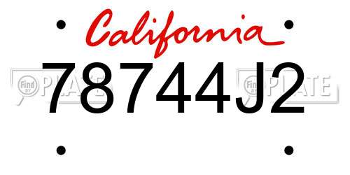 78744J2 California License Plate