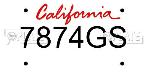 7874GS California License Plate