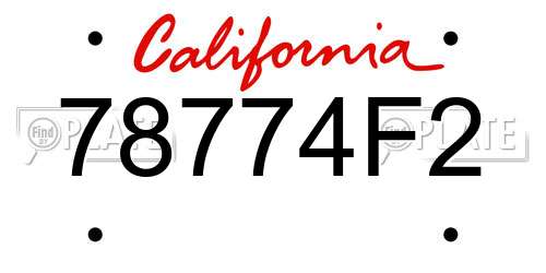 78774F2 California License Plate