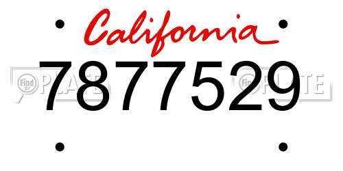 7877529 California License Plate