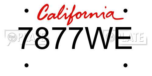 7877WE California License Plate