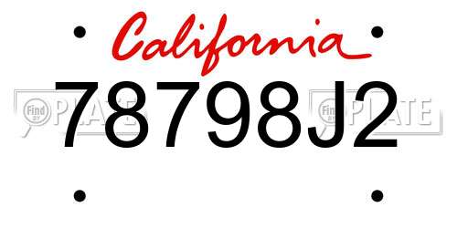 78798J2 California License Plate