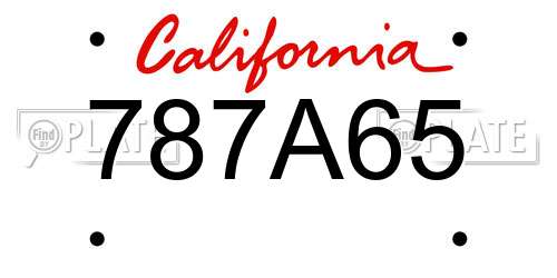 787A65 California License Plate