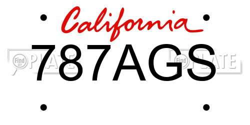 787AGS California License Plate