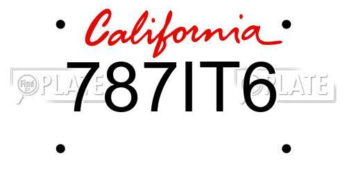 787IT6 California License Plate