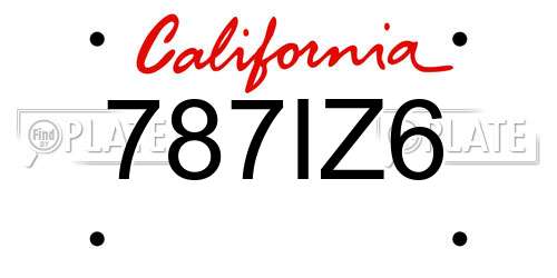 787IZ6 California License Plate