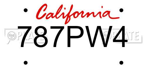 787PW4 California License Plate